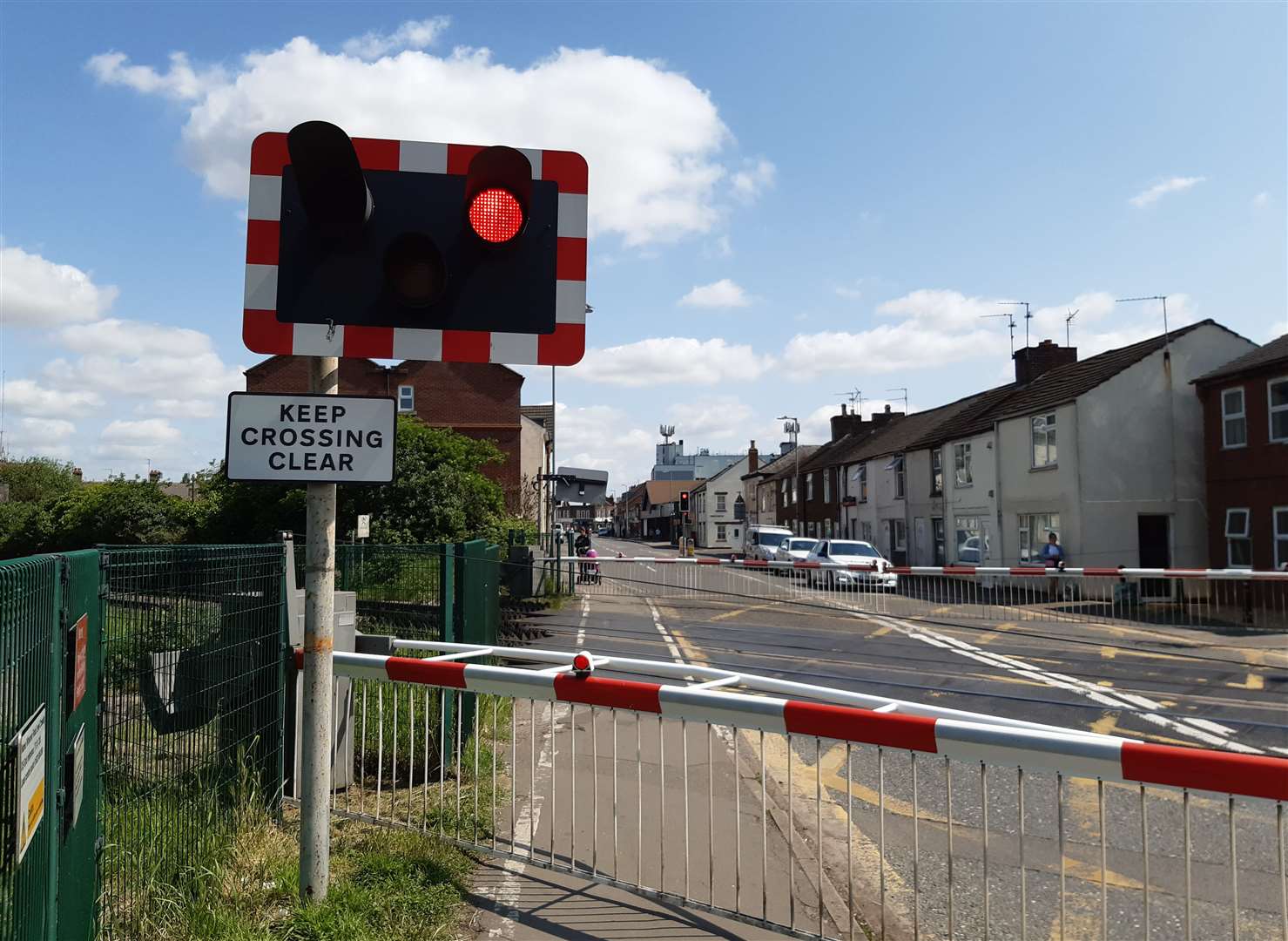 Barriers at the level crossing in Winsover Road, Spalding