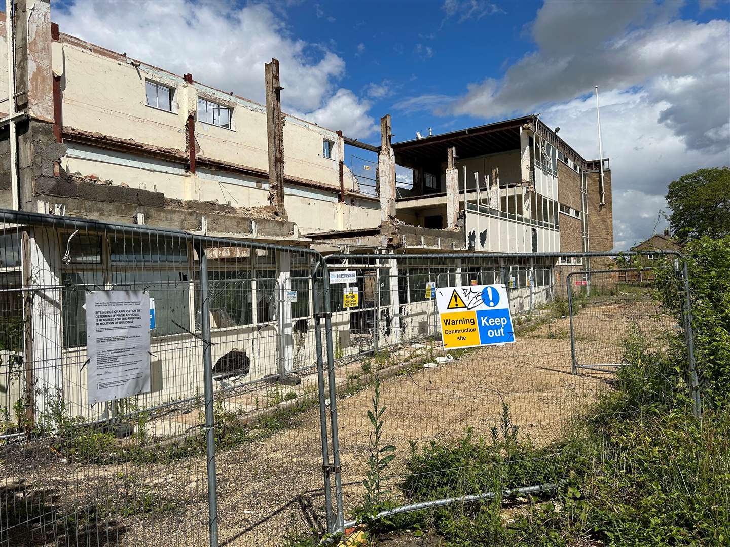 How the St Martin's Park development looks this month - this picture shows the partially-demolished front office which is attached to the 1904 building