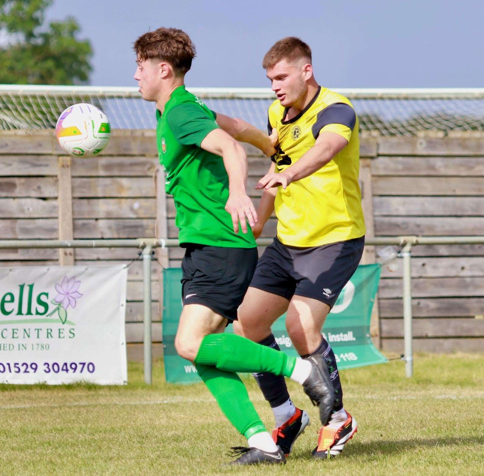 Will Moxon closes down a Sleaford player. Photo: Jason Richardson