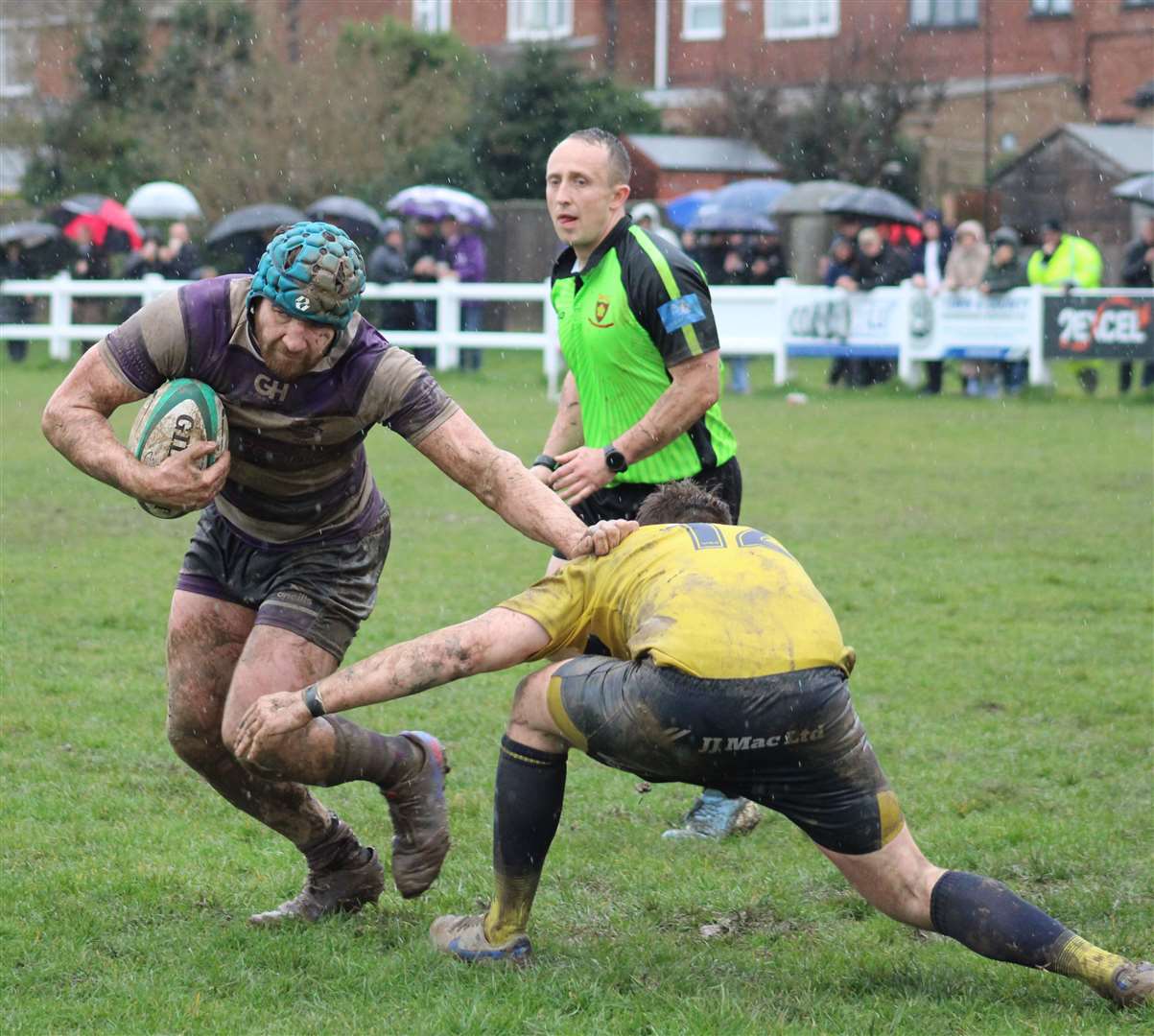 Derby day action as Stamford tackled Bourne. Photo: Darren Dolby