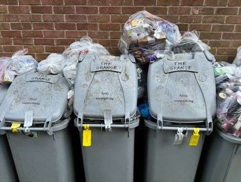 The bins at The Grange were piling up with rubbish. Photo: Matt Bailey