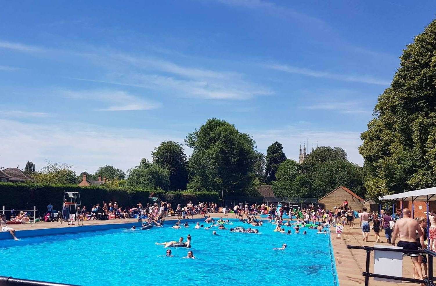 Bourne Outdoor Pool which was busy during the heatwave