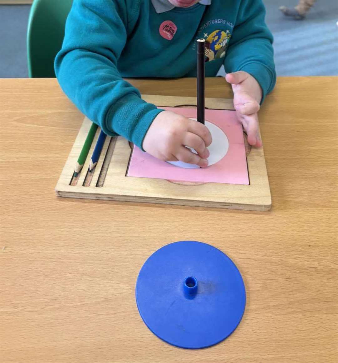 A child in the Montessori classroom.