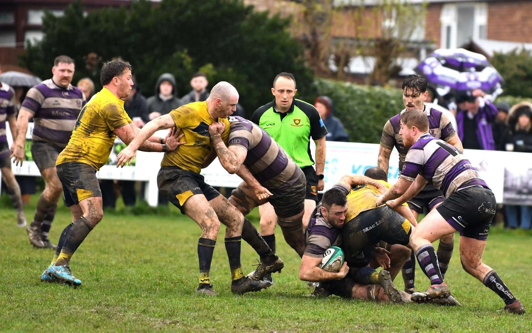 Derby day action as Stamford tackled Bourne. Photo: Alan Hancock