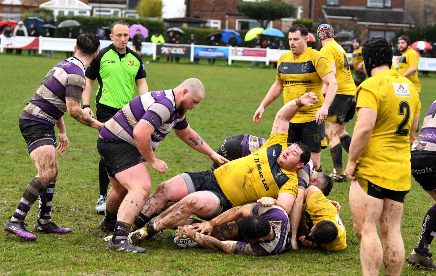 Derby day action as Stamford tackled Bourne. Photo: Darren Dolby