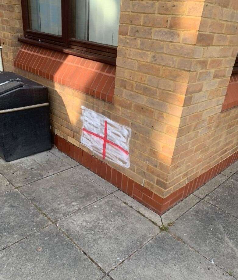 Spray painted England flag