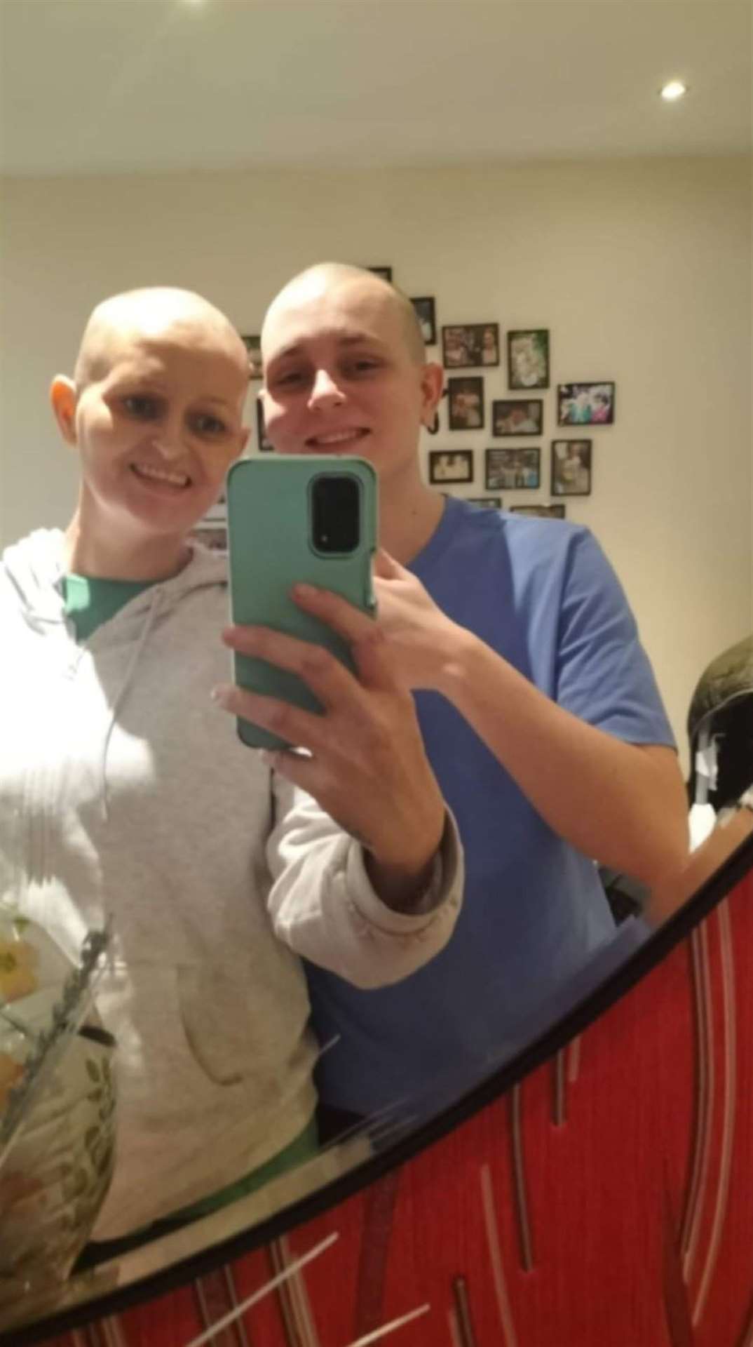 Eloise Allsop recently began losing her hair, so decided to shave it all off. Her eldest son decided to do the same in solidarity with her.
