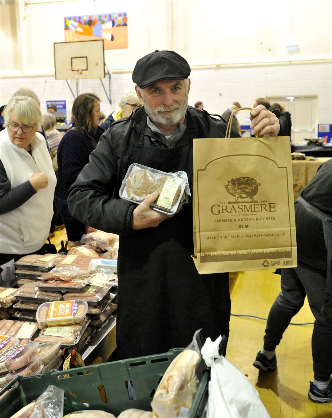 Les Thomas Peters from Grasmere Farm at the indoor market