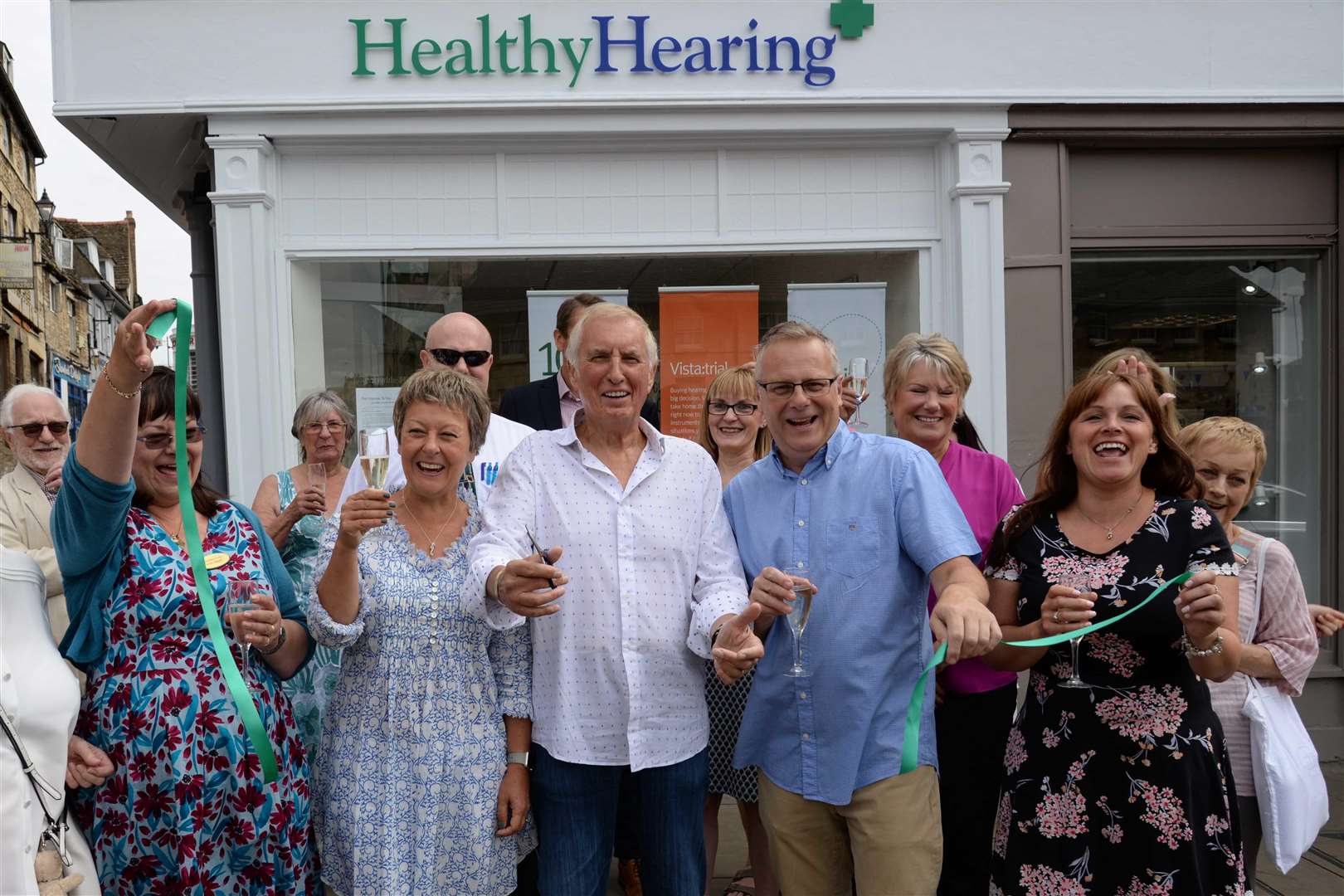 Radio presenter Johnnie Walker (centre) with Healthy Hearing MD Mike Stanley and guests Photo: Alan Walters