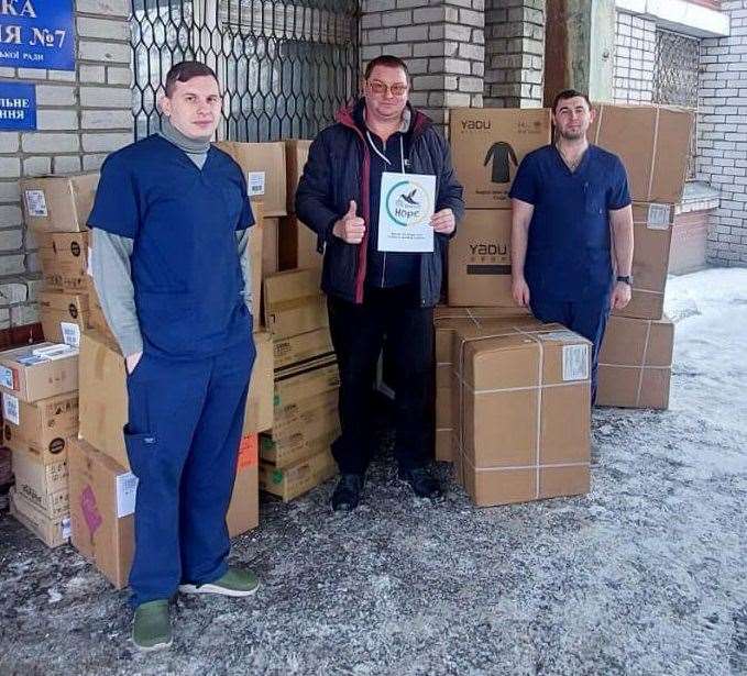 Boxes of Hope aid arrives at a Ukraine hospital in January