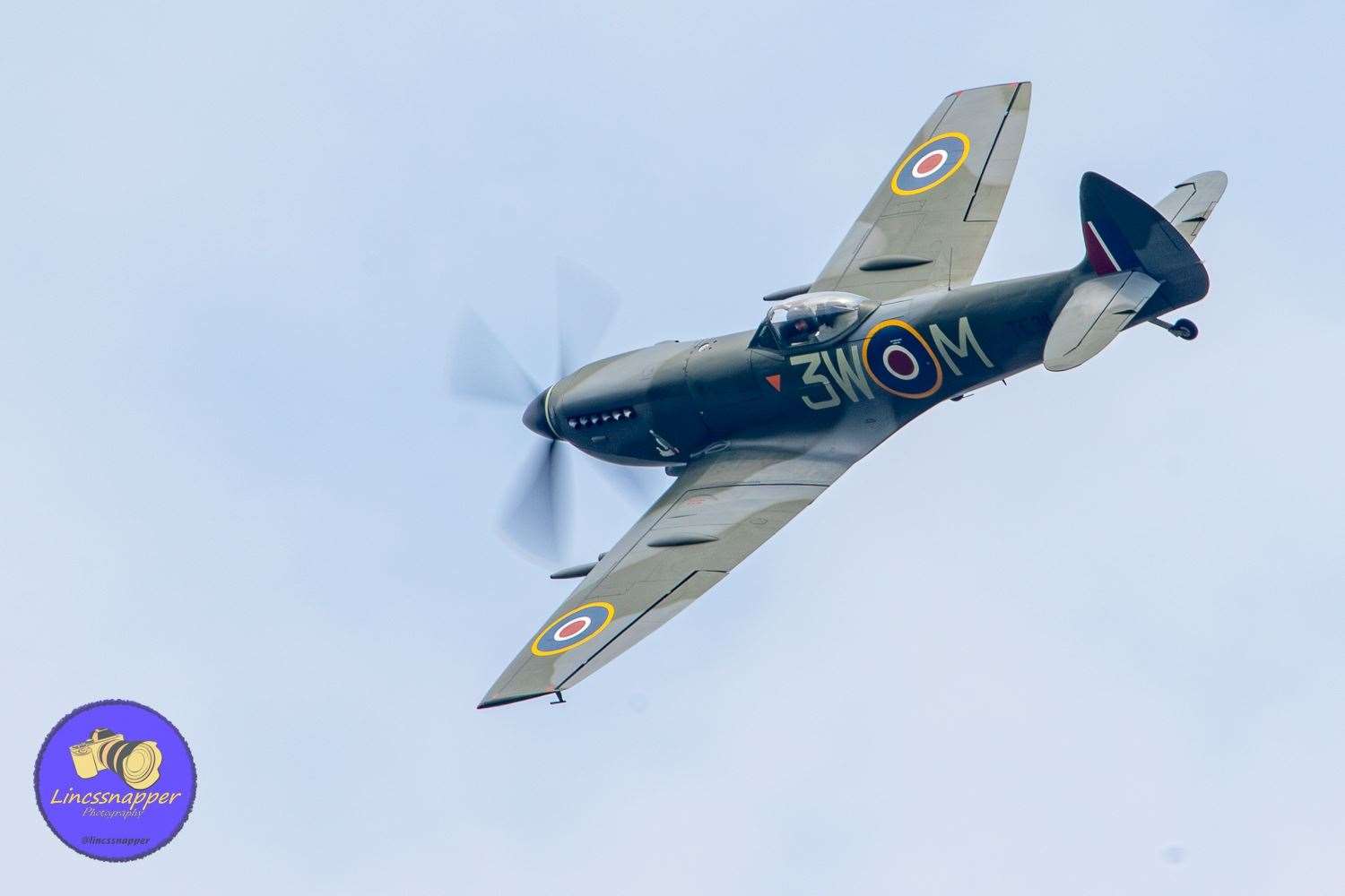 The spitfire flew over Grantham Town Football Club. Photo: Steve Nesbitt/Lincs Snapper