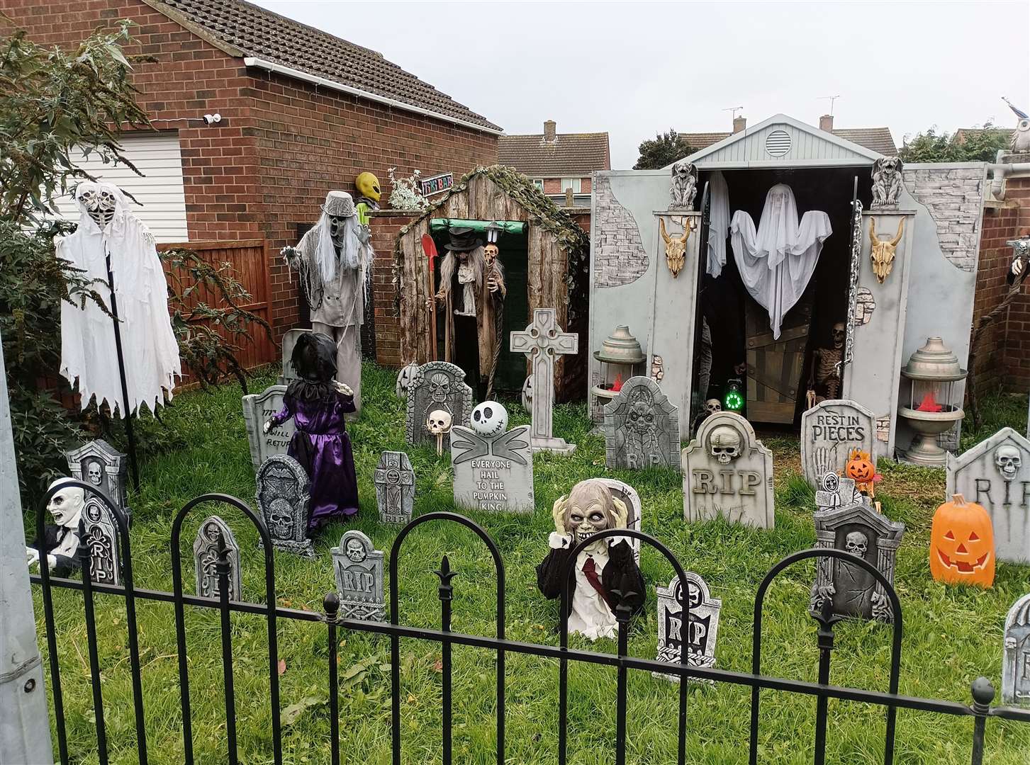 A garden in Canberra Close decorated for Halloween.