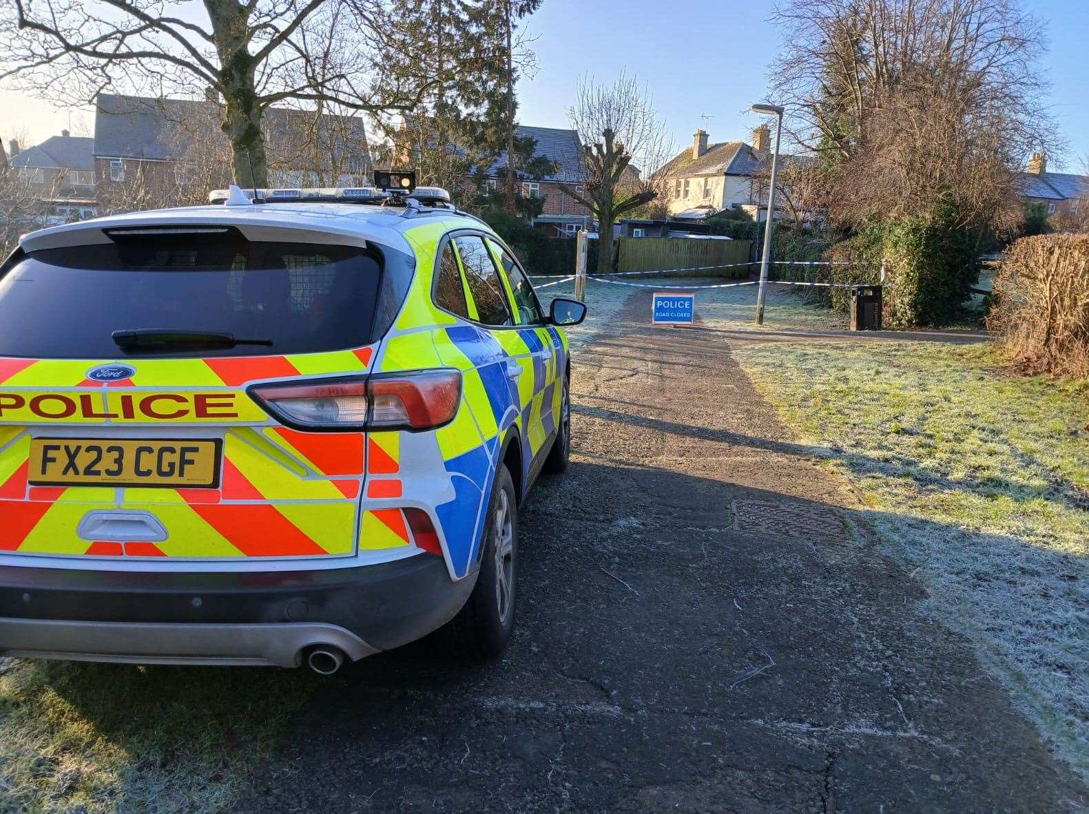 Police have cordoned off a path in Stamford
