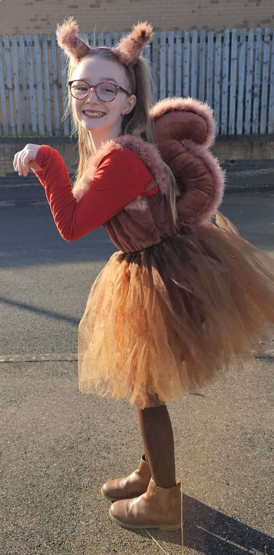 Daisy Roberts, from Popular Farm School in Grantham as the squirrel from The Tale of Squirrel Nutkin