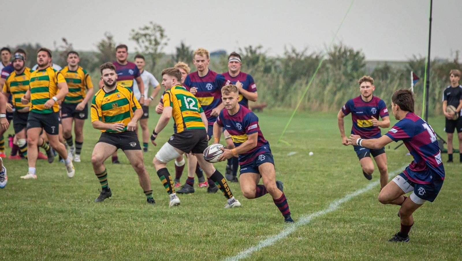 Spalding went down to a 24-29 defeat against Bugbrooke at Centenary Park on Saturday. Photo: Craig Harrison