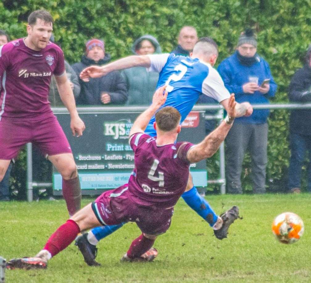 Match action from Bourne's home defeat to Kimberley Miners Welfare. Photo: Millie Deakin