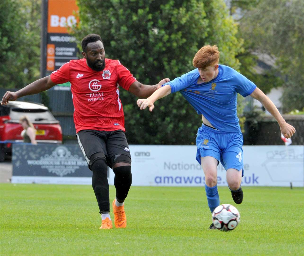 Match action from Pinchbeck's home game with Wivenhoe on Saturday. Photo: Chris Lowndes