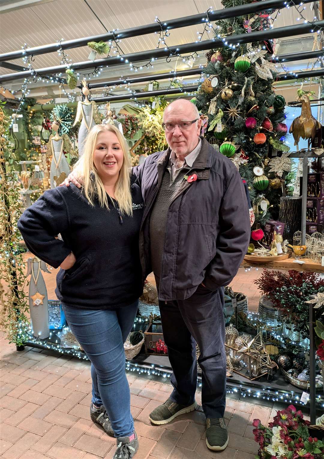 Annie and Trevor in the Christmas department.