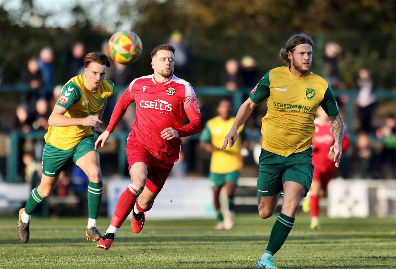 Goalscorer Lee Shaw gives chase.