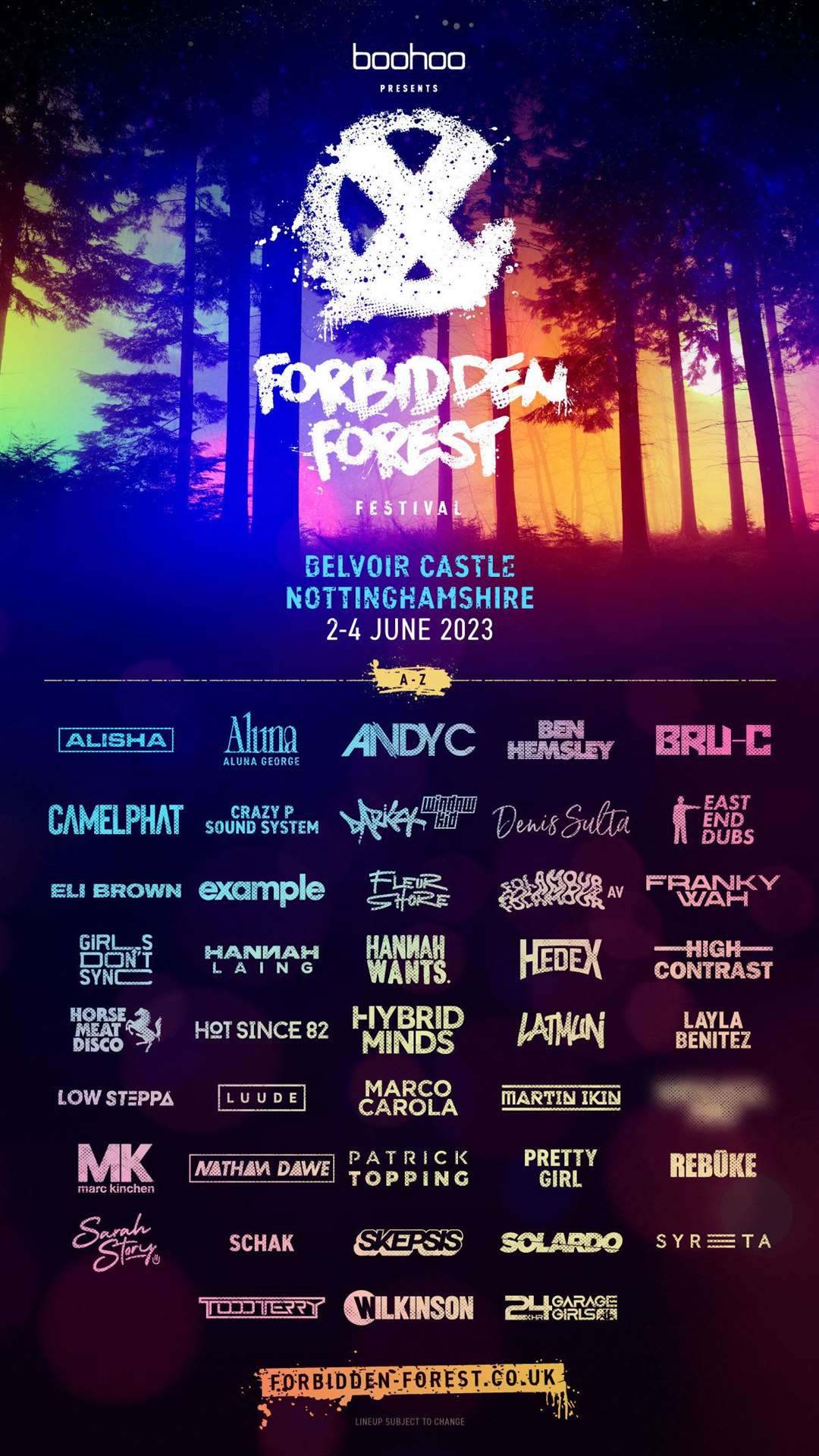 The line-up for Forbidden Forest 2023 (61206107)