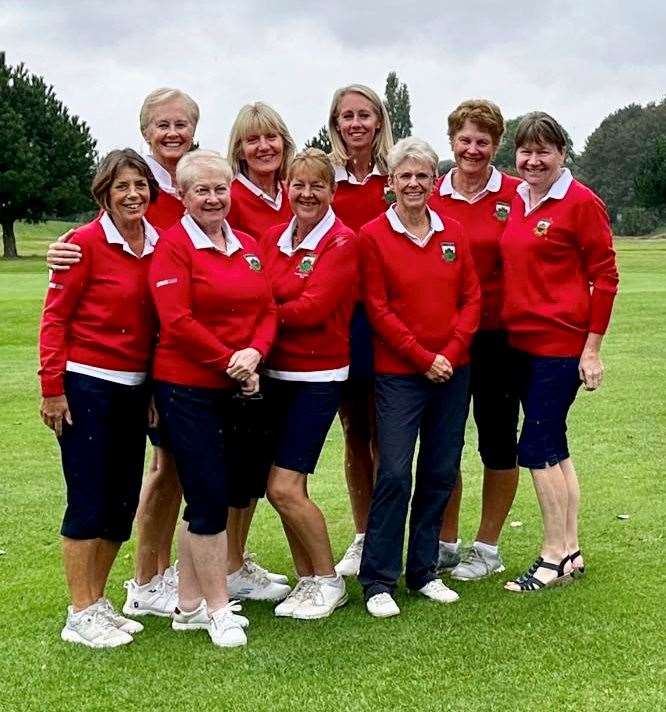 The Burghley A League Team players. Back row, from the left, Sandy Bushby, Mel Griffiths, Alex Nisbet, Gail Hunt (A team captain), Jo Bell; front, Carol Johnson (reserve), Kay Hircock, Michelle Powell and Sue Churchill (team vice-captain).