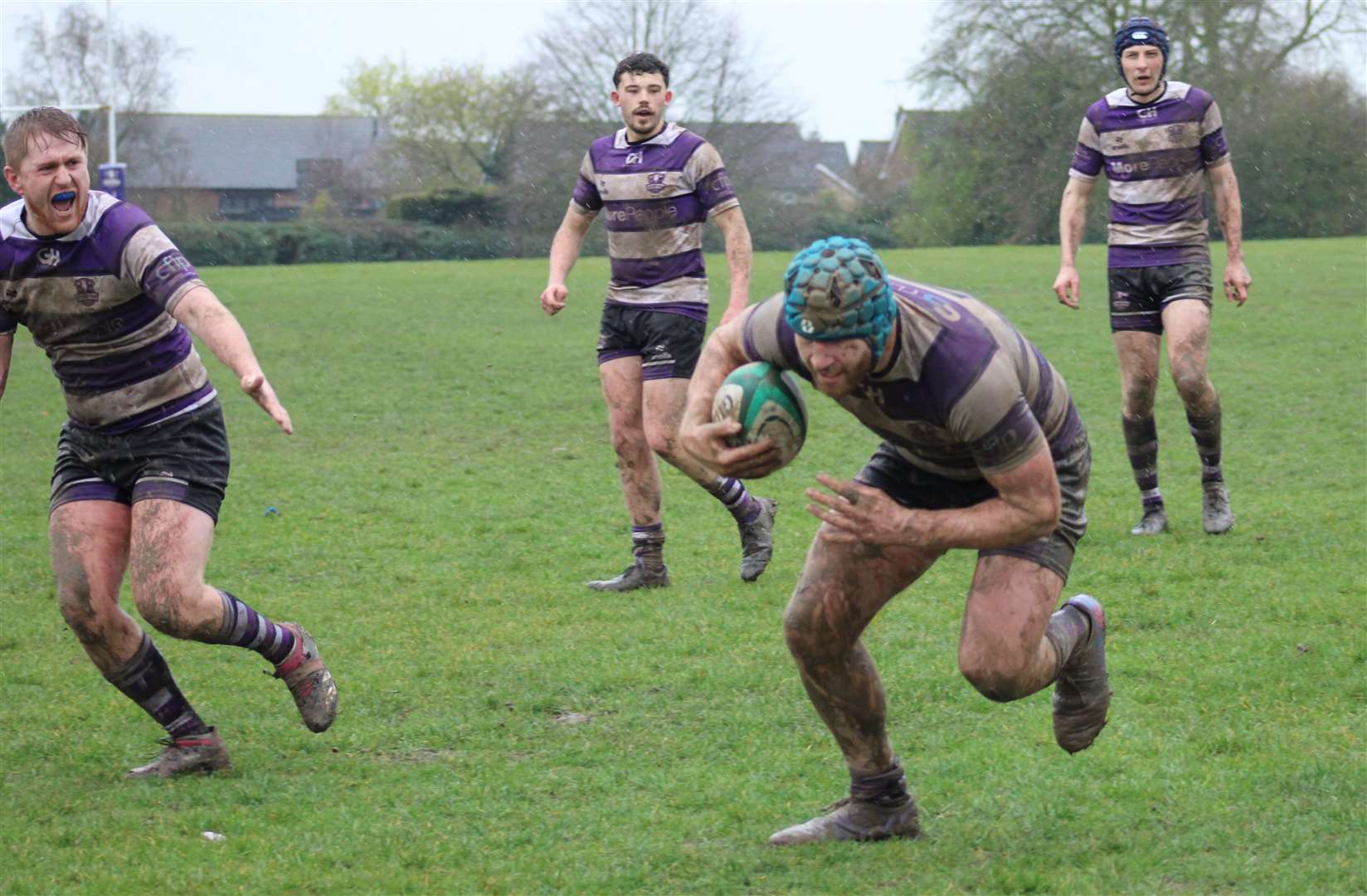 Derby day action as Stamford tackled Bourne. Photo: Darren Dolby