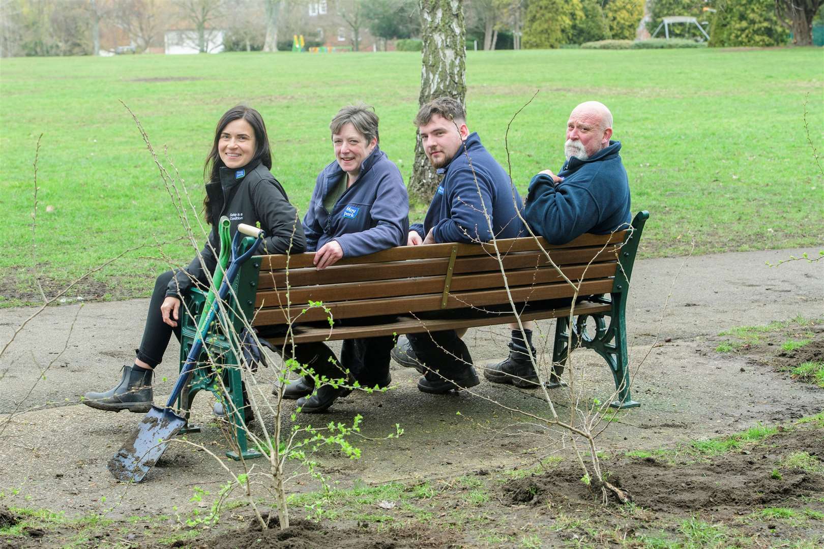 Pictured taking part in the recent activity at Dysart Park is Will Brinkley and Sharon Haythorn, South Kesteven District Council with Colin Grant, Anna Ganiford, and Euan Bagshaw, Moy Park, Dale Marriott South Kesteven District Council and Zane Wojtowicz, Moy Park.