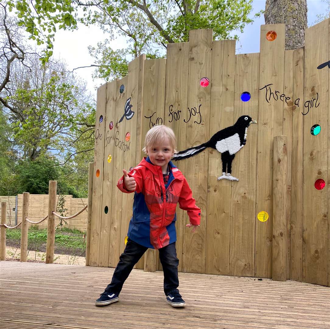 Three-year-old Reuben Sharman in the magpie nest