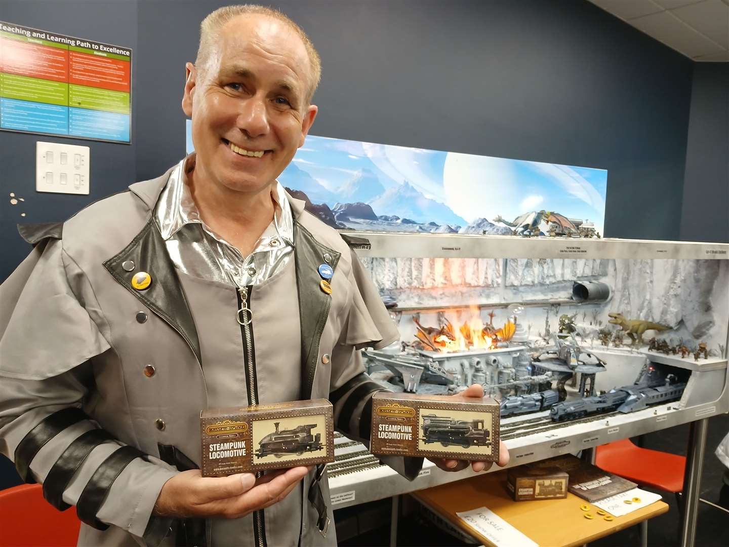 Laurie Calvert has designed steam punk sci-fi locomotives for Hornby