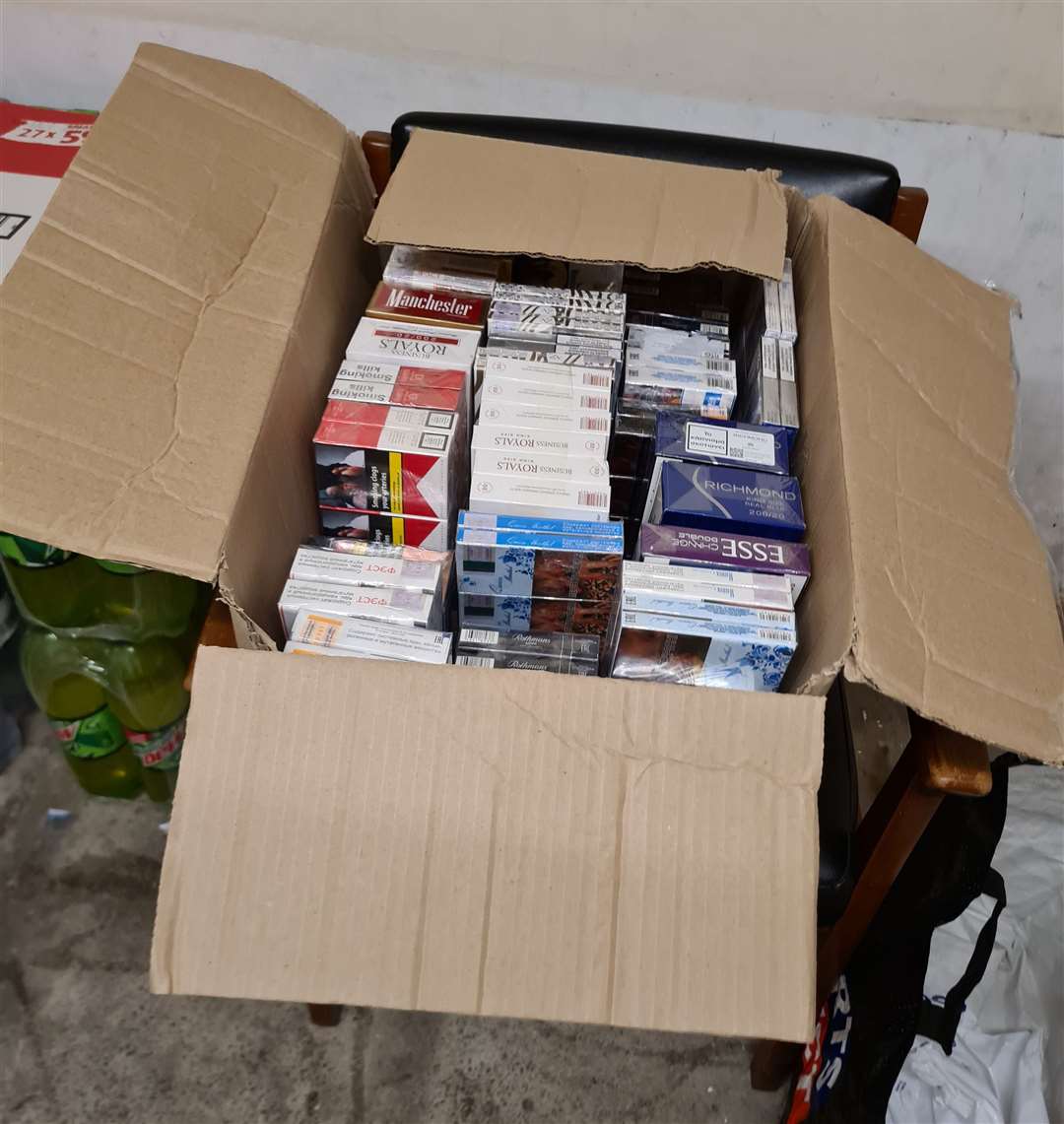 Illegal cigarettes discovered during a raid at Nasz Market, Spalding. Photo: Lincolnshire Trading Standards