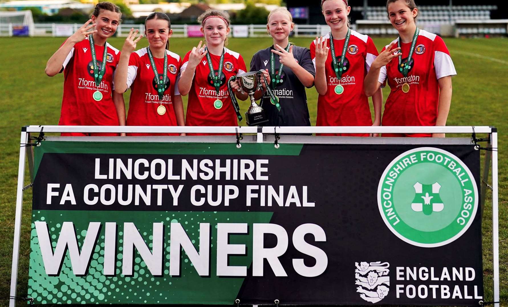 The six Stamford girls who have played in all three finals. Photo: Ed Mayes Photography/Lincolnshire FA