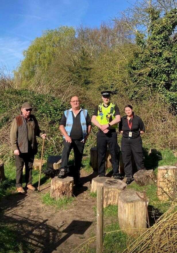 Vernatt's Volunteers with South Holland Police on patrol in the nature reserve PHOTO: LINCOLNSHIRE POLICE