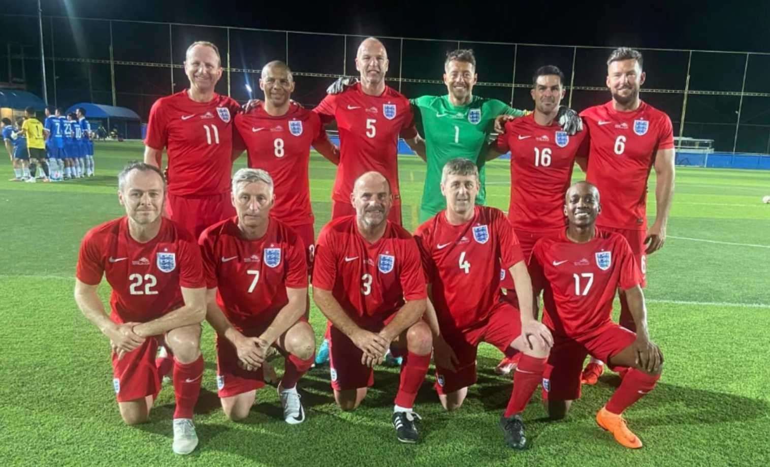 Jon Challinor with his England team-mates.