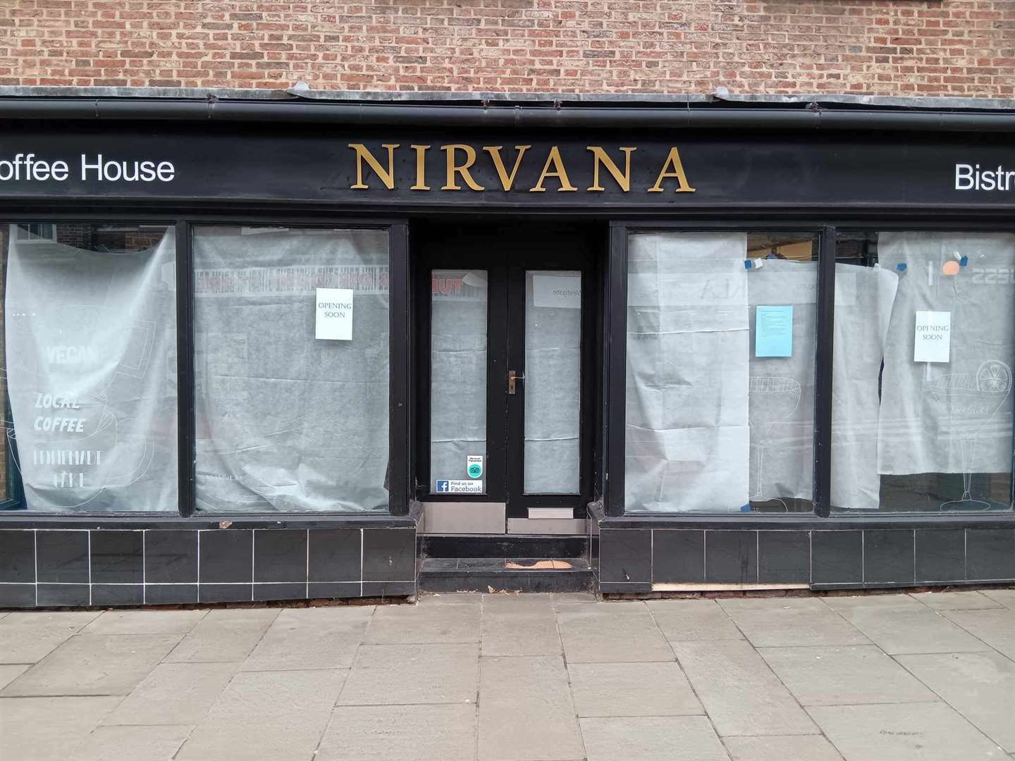 The shop front for Cafe Nirvana.