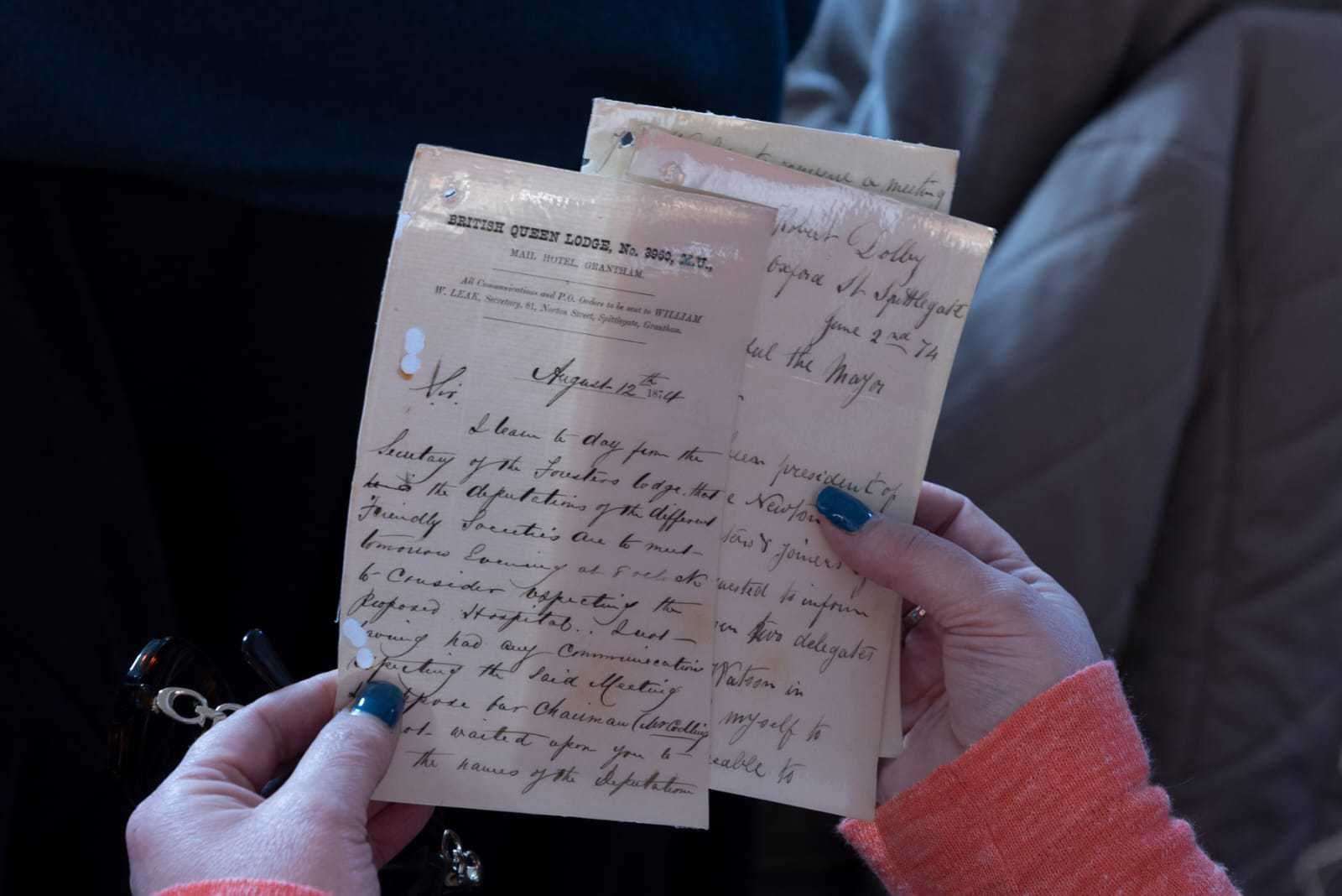 A letter from 1874 is one of the exhibits