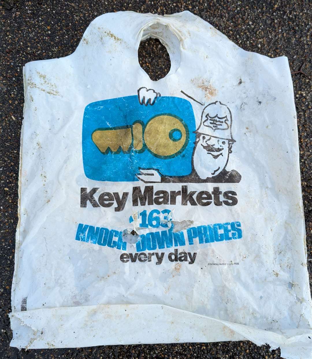 A Key Markets plastic bag believed to be around 40 years old.