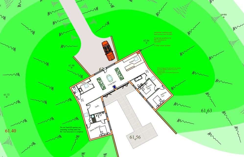 A plan drawing of the Great Casterton underground home