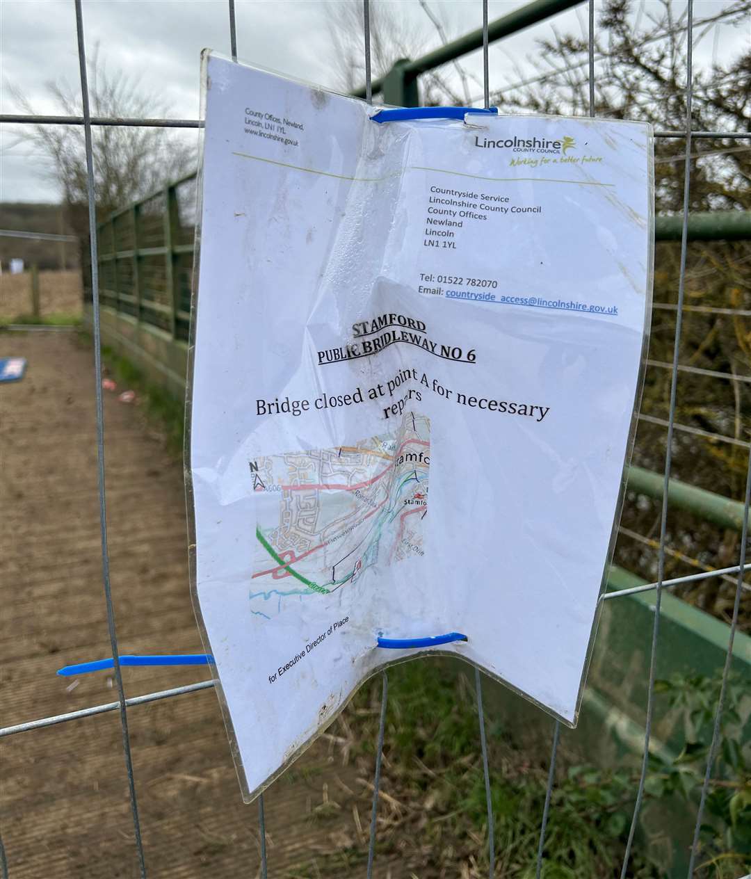 A notice of the closure from Lincolnshire County Council