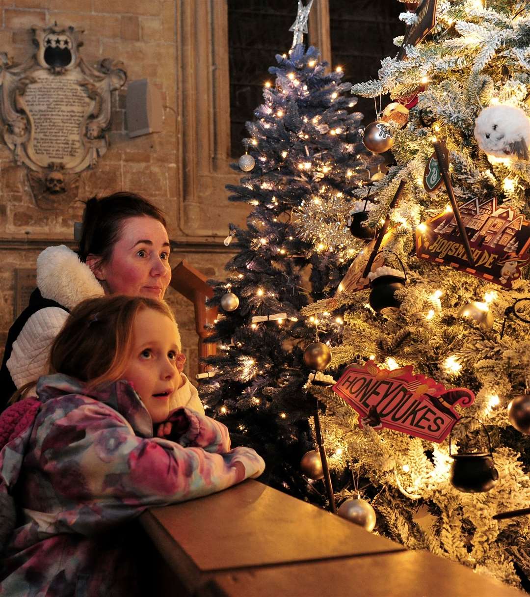 Josephine and Harriet Allen looking at some of the trees.