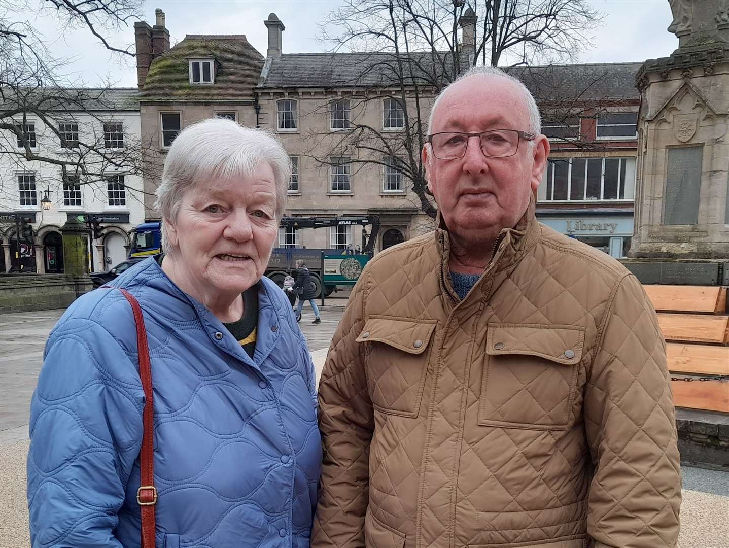 John and Gill Clarke in Sleaford Market Place