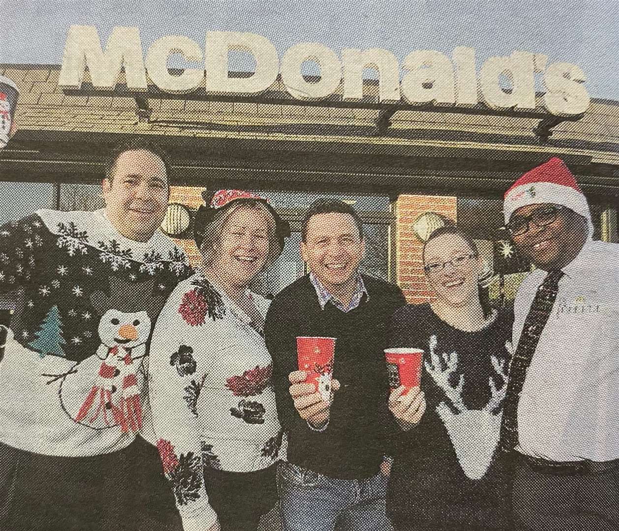 From left, volunteers Spencer Rollings, Cheryl Carter, Matt Jarrett, Kelly Lilley and Marcus Dugasse outside Mcdonalds 10 years ago.