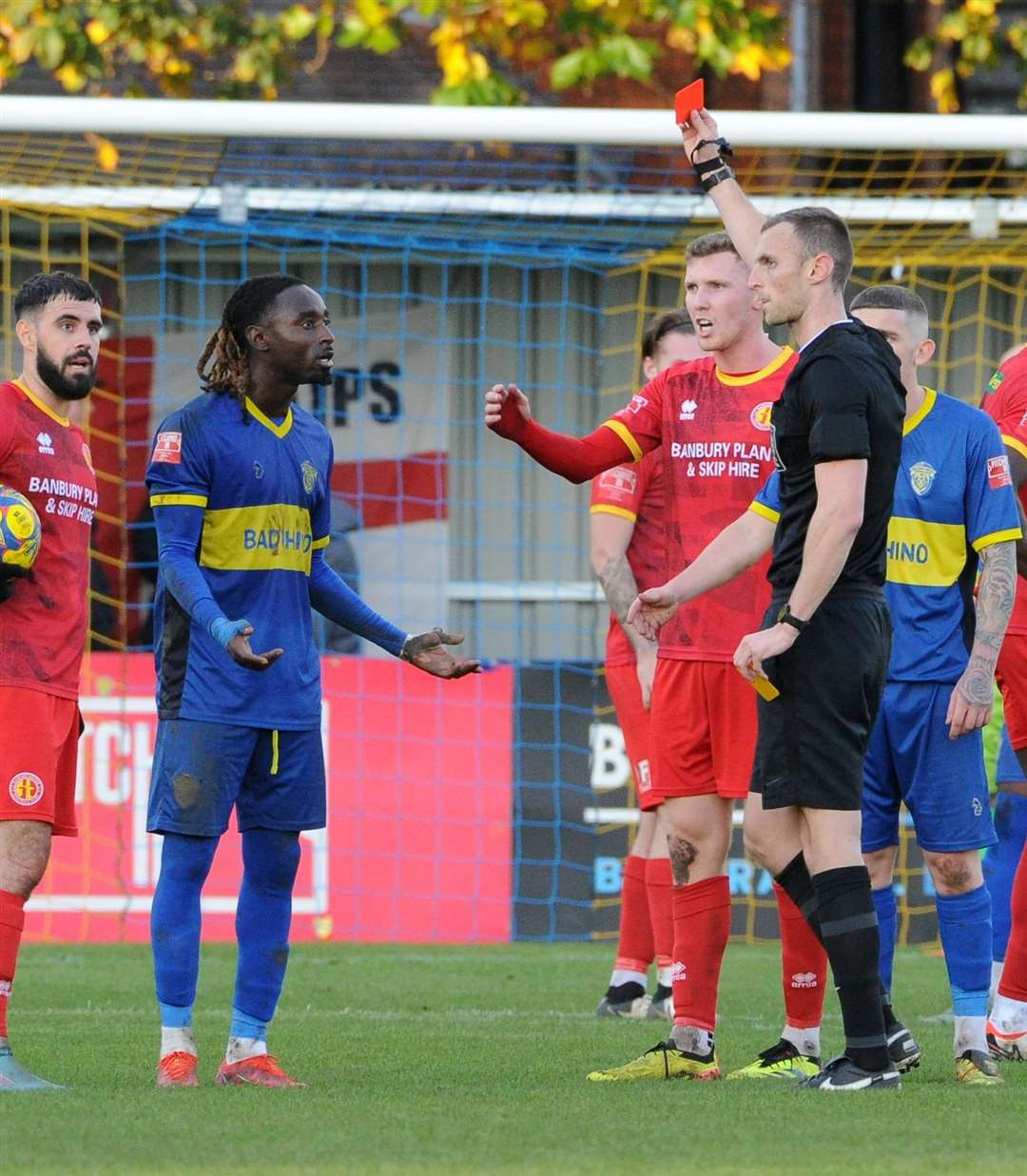 Lamine Sherif is sent off. Photo: Chris Lowndes