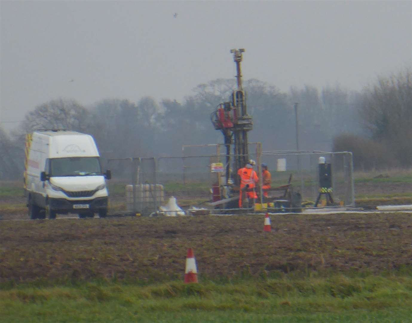 Drilling rigs at Weston Marsh