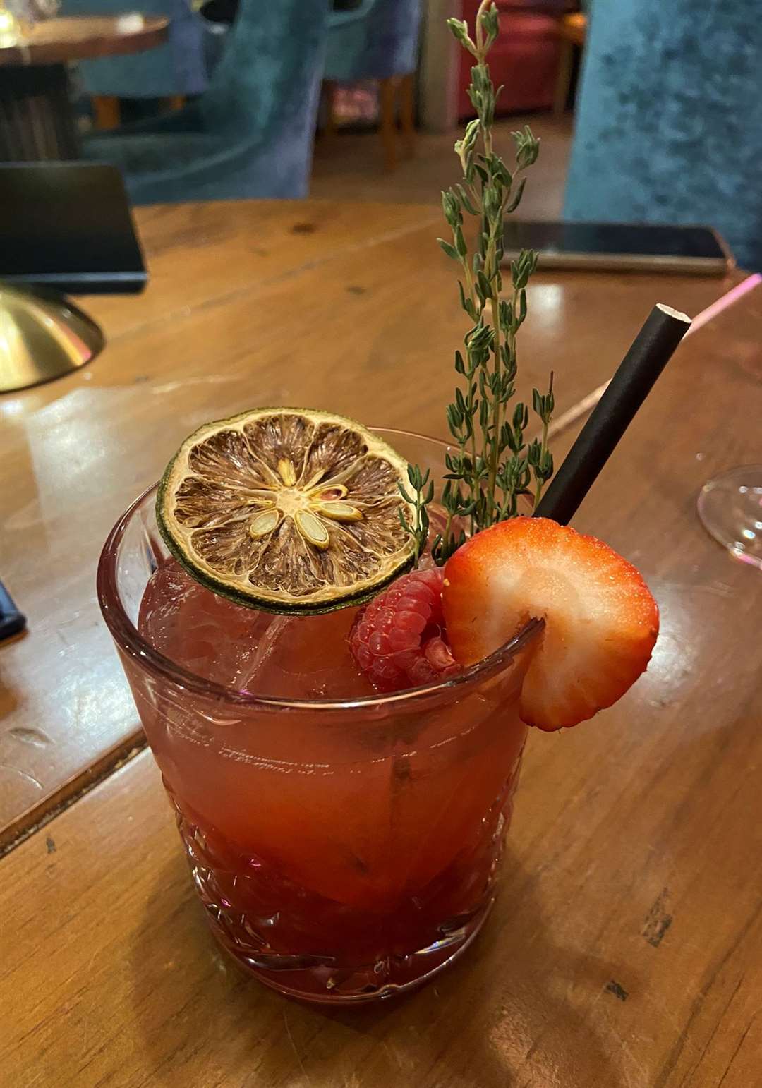 The Castle Bramble cocktail at the Balloon Bar at Belvoir Castle's Engine Yard