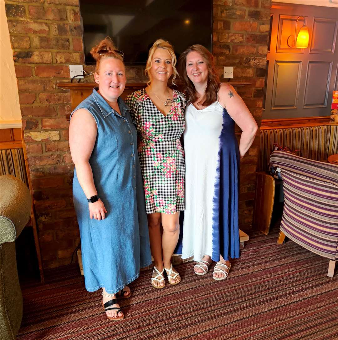 Pals Rachael Bowman, Andrea Graveling and Hailey Muller will trek 28 miles for charity