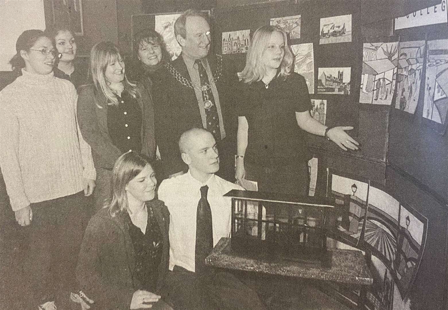Stamford College students present their ideas to mayor Cedric Cadman 25 years ago.