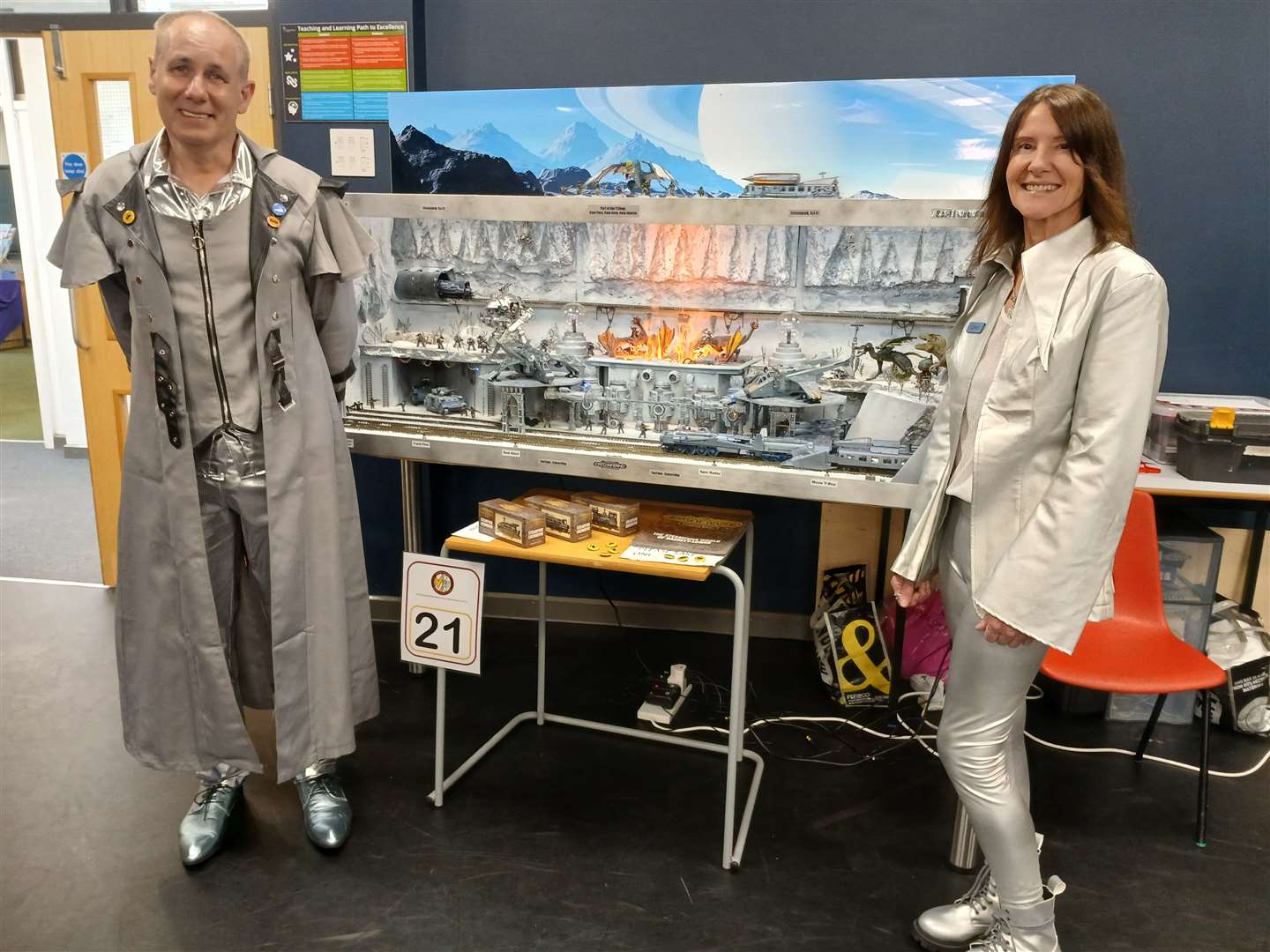 Laurie Calvert and Carol Ovenden from Bradwell near Greta Yarmouth with 'Cato Inferno', the third of a trilogy of steam punk sci-fi layouts