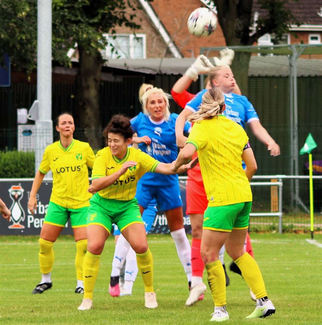 Peterborough United Women in action at the Abbey Lawn last season. Photo: Dave Mears