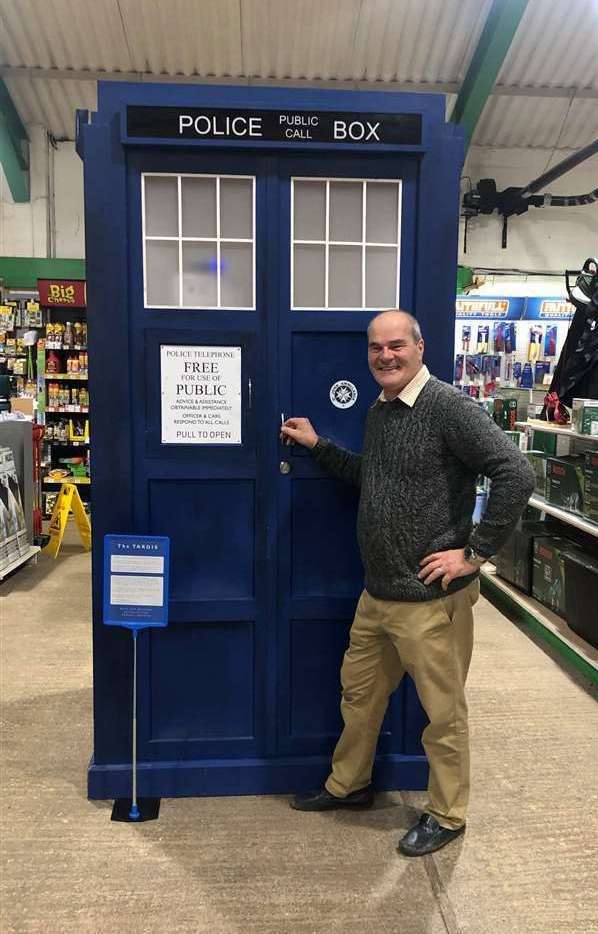 Spalding Flower Parade organiser Stephen Timewell pictured with his completed TARDIS