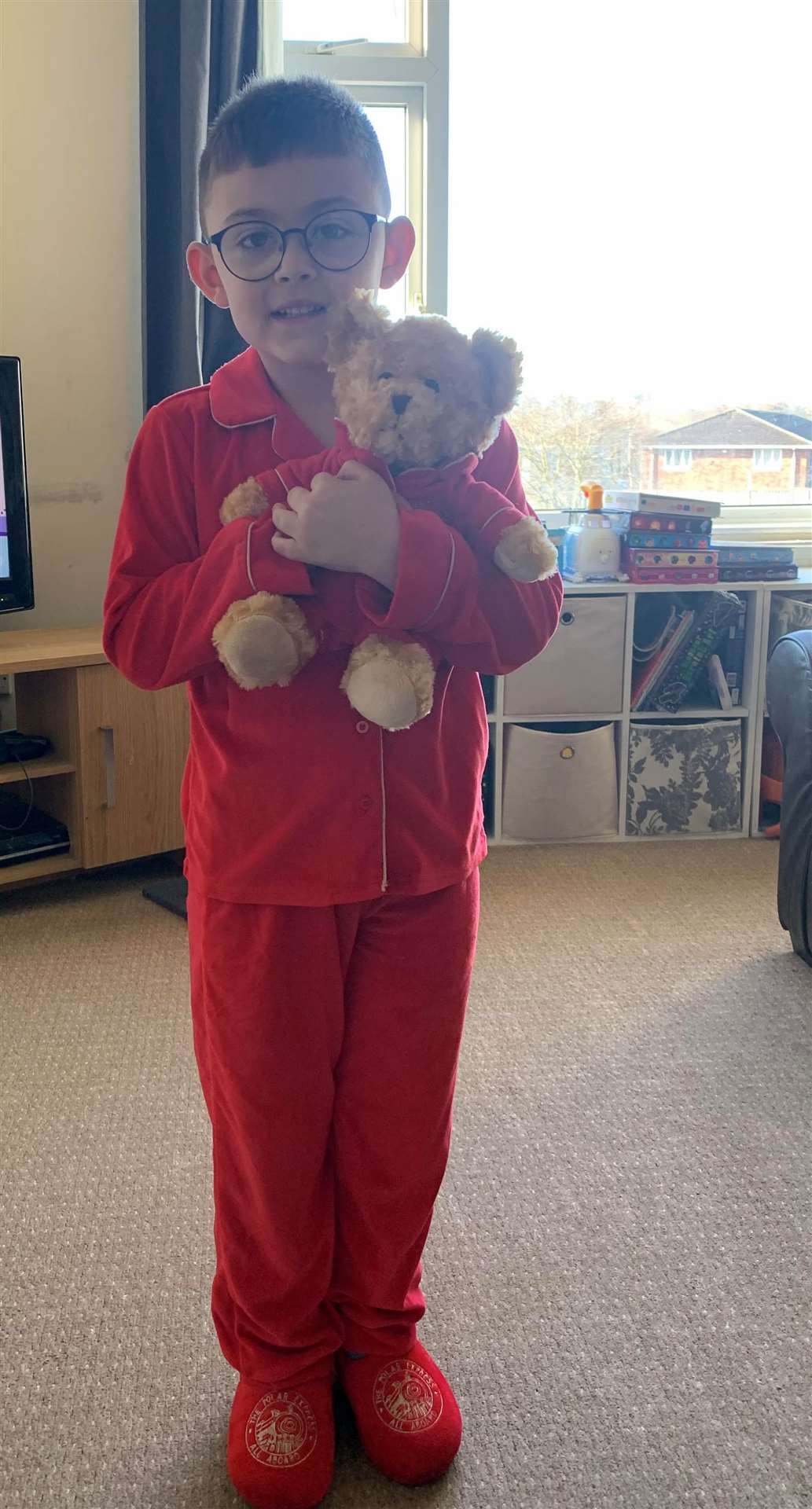 Junior Newcombe, a pupil at the Huntingtower Primary School, from the Polar Express